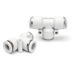 Tê PE Nối Nhanh, Nối Nhanh Cắm Ống Ba Ngã STNC Ống 4 6 8 10 12 16 - Màu Trắng (Chính Hãng)