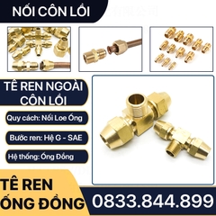 Bộ Tê Ren Ngoài Côn Lồi Lắp Lã Ống Đồng NPT Phi 6 8 10 12 16 19mm (Brass Flare Fitting Elbow Connector NPT)