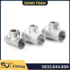 Tê Thu Ren Inox 304, T Giảm Ren Trong Thép Không Rỉ - Bao test Axit