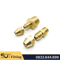Bộ Nối Thẳng Ren Ngoài Côn Lồi Lã Ống Đồng SAE Phi 6 8 10 12 16 19mm (Brass Flare Fitting Male Connector NPT)