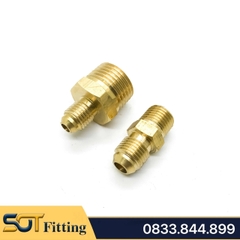 Bộ Nối 1/4 (13) Thẳng Ren Ngoài, Côn Lồi Lã Ống Đồng SAE Phi 6 8 10 12 16 19mm (Brass Flare Fitting Male Connector NPT)