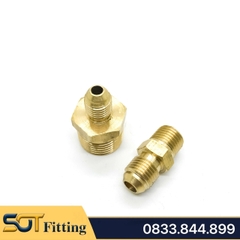 Bộ Nối 1/8 (9.6) Thẳng Ren Ngoài, Côn Lồi Lã Ống Đồng SAE Phi 6 8 10mm (Brass Flare Fitting Male Connector NPT)