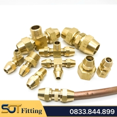 Bộ Nối Thẳng Ren Ngoài Côn Lồi Lã Ống Đồng SAE Phi 6 8 10 12 16 19mm (Brass Flare Fitting Male Connector NPT)