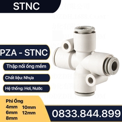 Thập Chia 4 Ngã PZA Nối Ống Mềm Khí Nén STNC Ống 4 6 8 10 12 16 - Màu Trắng (Chính Hãng)