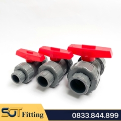 Van 2 Đầu Rắc Co, Khóa Bi Tay Gạt Kết Nối Bằng Rắc Co - Trơn Dán Ống Nhựa PVC