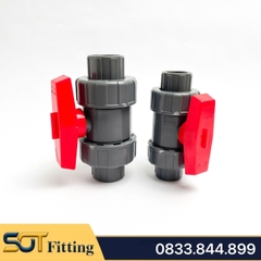 Van 2 Đầu Rắc Co, Khóa Bi Tay Gạt Kết Nối Bằng Rắc Co - Trơn Dán Ống Nhựa PVC