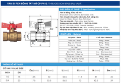 Van Bi Ren Đồng Tay Nơ (Bướm) CP PN10 / Threaded Bow Brass Ball Valve
