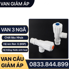 Van Chia Nước Ngã Bồn Cầu Nhựa, Van Giảm Áp Nhựa Ren 21 Lắp Đặt Chia Nước Bồn Cầu, Vòi Xịt