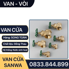 Van Cửa Đồng Sanwa, Khóa Nước Sanwa Tay Vặn 360 độ - Van Cửa Thau