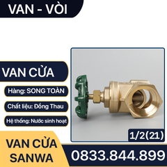 Van Cửa Đồng Sanwa, Khóa Nước Sanwa Tay Vặn 360 độ - Van Cửa