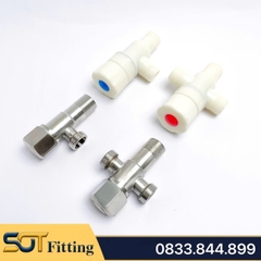 Van F Chia Nước 2 Ngã Bồn Cầu Inox 304, Van Giảm Áp Inox Ren 21 Lắp Đặt Chia Nước Bồn Cầu, Vòi Xịt