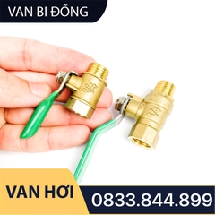 Van Hơi Khóa Bi Tay Gạt Phi 1/4 (13), Van Hơi Ren Trong Ren Ngoài - Bằng Đồng Loại Mỏng