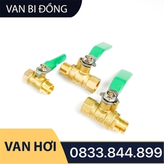 Van Hơi Khóa Bi Tay Gạt Phi 1/4 (13), Van Hơi Ren Trong Ren Ngoài - Bằng Đồng Loại Mỏng