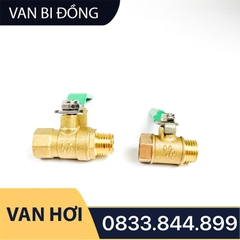 Van Hơi Khóa Bi Tay Gạt Phi 1/4 (13), Van Hơi Ren Trong Ren Ngoài - Bằng Đồng Loại Mỏng