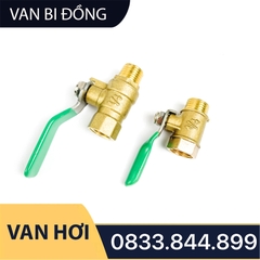 Van Hơi Khóa Bi Tay Gạt Phi 1/4 (13), Van Hơi Ren Trong Ren Ngoài - Bằng Đồng Loại Mỏng