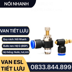 Van Tiết Lưu Nối Nhanh, Van Chỉnh Lưu ESL Khí nén Ren Ngoài Nối Nhanh