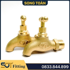 Vòi Đồng Tay Vặn, Vòi Rumine Tay Vặn Ren Ngoài 21, 27 - Đúc Đồng Thau