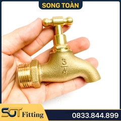 Vòi Đồng Tay Vặn, Vòi Rumine Tay Vặn Ren Ngoài 21, 27 - Đúc Đồng Thau