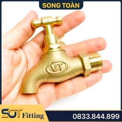 Vòi Đồng Tay Vặn, Vòi Rumine Tay Vặn Ren Ngoài 21, 27 - Đúc Đồng Thau