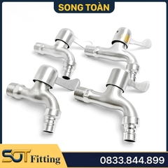 Vòi Hồ Inox 304 Xả Nước Tay Ghép Khóa Gạt 90 Độ