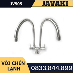 Vòi Rửa Chén Bát JV505 Chia 2 Vòi Dùng Nước Lạnh JAVAKI | SUS 304 Cao Cấp Nhám Mờ