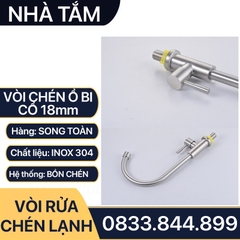 Vòi Rửa Chén Inox, Vòi Chén Inox 304 Cổ 18mm - Chân ren 21