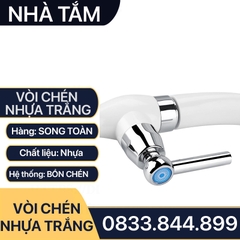 Vòi Rửa Chén Nhựa, Vòi Chén Nhựa Trắng Giá Rẻ Tay Gạt Đũa 90 Độ - Vòi Bồn Chén Nước Lạnh