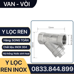 Y Lọc Ren Inox 304, Van Lọc Ren Chữ Y Inox SUS 304