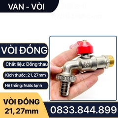 Vòi Đồng Sawa Tay Gạt Khóa Bi - Bằng Đồng Thau Ren 21, 27, Vòi Hồ Máy Giặt