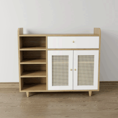 Tủ giày cánh mây TGCM001 - 2 Cánh mây màu nâu vàng + trắng | Nội Thất giá tốt 2K