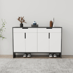 Tủ giày 4 cánh TGS013 - Gỗ mfc phủ melamin màu đen cánh trắng | Nội Thất giá tốt 2K