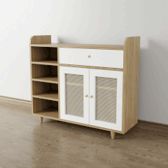 Tủ giày cánh mây TGCM001 - 2 Cánh mây màu nâu vàng + trắng | Nội Thất giá tốt 2K