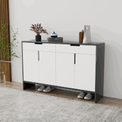 Tủ giày 4 cánh TGS013 - Gỗ mfc phủ melamin màu đen cánh trắng | Nội Thất giá tốt 2K