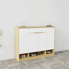 Tủ giày 4 cánh TGS015 - Gỗ mfc phủ melamin màu vàng A37 cánh trắng | Nội Thất giá tốt 2K