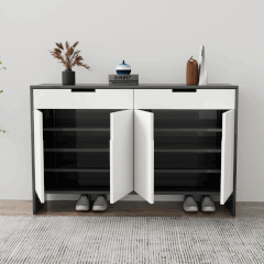 Tủ giày 4 cánh TGS013 - Gỗ mfc phủ melamin màu đen cánh trắng | Nội Thất giá tốt 2K