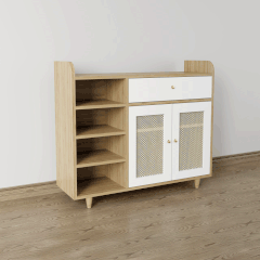 Tủ giày cánh mây TGCM001 - 2 Cánh mây màu nâu vàng + trắng | Nội Thất giá tốt 2K