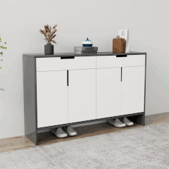 Tủ giày 4 cánh TGS013 - Gỗ mfc phủ melamin màu đen cánh trắng | Nội Thất giá tốt 2K