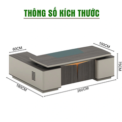 Bàn Giám Đốc Nhập Khẩu 2KBNK011 (240x180cm) - Sang Trọng & Hiện Đại