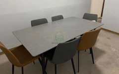 Bàn ăn mặt đá chân đen - BAS002
