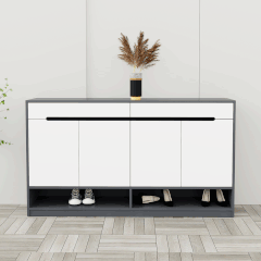 Tủ giày 4 cánh 2 ngăn kéo TGS016 - Gỗ mfc phủ melamin màu chì + trắng | Nội Thất giá tốt 2K