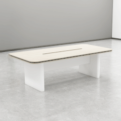 Bàn họp BH038 – Gỗ MFC phủ melamin màu trắng vàng vân gỗ 2m4 | Nội Thất giá tốt 2K