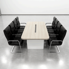 Bàn họp BH038 – Gỗ MFC phủ melamin màu trắng vàng vân gỗ 2m4 | Nội Thất giá tốt 2K