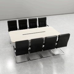 Bàn họp BH038 – Gỗ MFC phủ melamin màu trắng vàng vân gỗ 2m4 | Nội Thất giá tốt 2K