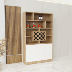 Tủ rượu TR002 - Gỗ mfc phủ melamin màu vàng 388 + trắng  | Nội Thất giá tốt 2K