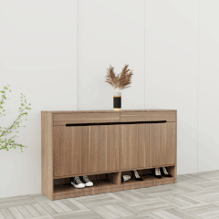 Tủ giày 4 cánh 2 ngăn kéo TGS016 - Gỗ mfc phủ melamin màu 612 nâu vân gỗ | Nội Thất giá tốt 2K