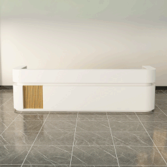 Quầy lễ tân QLTS015 - 3m6 Gỗ MDF Bo Góc Trắng Phủ Melamine Cao Cấp