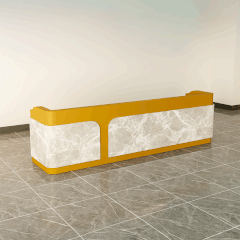 Quầy lễ tân QLTS014 - Gỗ MDF Sơn Bệt Vàng Mustard Hiện Đại, Điểm Nhấn Cho Không Gian Văn Phòng