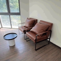 Ghế Sofa Đơn SFD001 - Bộ 2 Ghế 1 Bàn Trà - Khung Sắt Sơn Tĩnh Điện Bọc Da Cleo