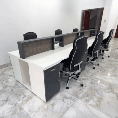 Cụm bàn làm việc 6 người BNV007 - màu trắng + chì + 388 | Nội Thất giá tốt 2K