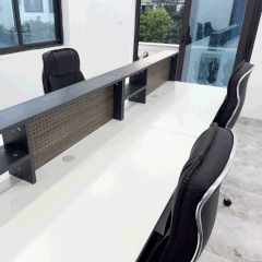 Cụm bàn làm việc 6 người BNV007 - màu trắng + chì + 388 | Nội Thất giá tốt 2K